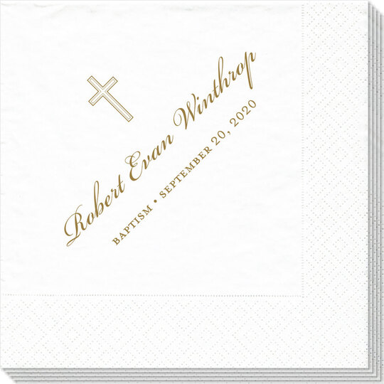 White Pearl Cross Caspari Napkins